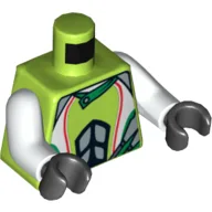 Torso, White and Silver Jacket / Team Extreme Logo on Back Print, White Arms, Black Hands / Lime