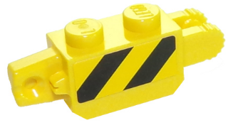 Lego Hinge Brick 1 x 2 Locking with Black and Yellow Thin Danger Stripes, Yellow Corners Pattern on Both Sides (Stickers) - Set 60123