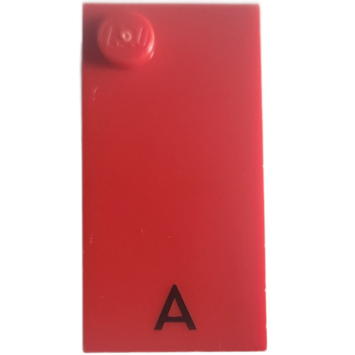 Lego Braille Brick 2 x 4 with 1 Stud ⠁and 'A' Print / Red