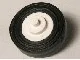 Wheel Center Small with Stub Axles (Pulley Wheel) with Black Tire 14mm D. x 4mm Smooth Small Single (3464 / 3139) / White