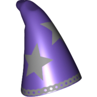 Lego Hat Cone Drooping with Silver Stars Print