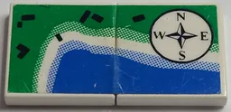 Stickered Assembly 4 x 2 with Shoreline Map and Directional Compass Pattern (Sticker) - Set 6338