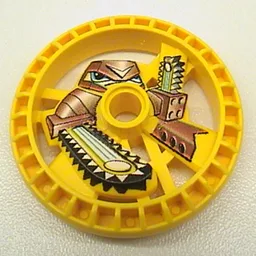 Technic Disc 5 x 5 Notched, Chain-Saw Print / Yellow
