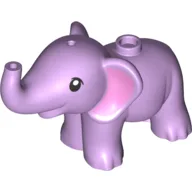 Animal, Elephant, Baby with Pink Ears, Big Black Eyes Print / Lavender