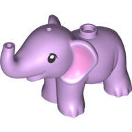 Lego Animal, Elephant, Baby with Pink Ears, Big Black Eyes print / Lavender