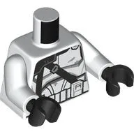 Torso, Nova Corps Clone Commander Armor, Black Straps Print, White Arms, Black Hands / White