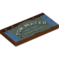 Tile 2 x 4 with Tow Mater Radiator Springs Sign Print / Reddish Brown