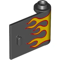 Door 1 x 3 x 2 Right with Red and Yellow Flames Print [w/Knob Hinge] / Black