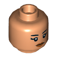 Lego Minifig Head Kordi, Eyebrows, Eyelashes, Peach Lips Print / Nougat