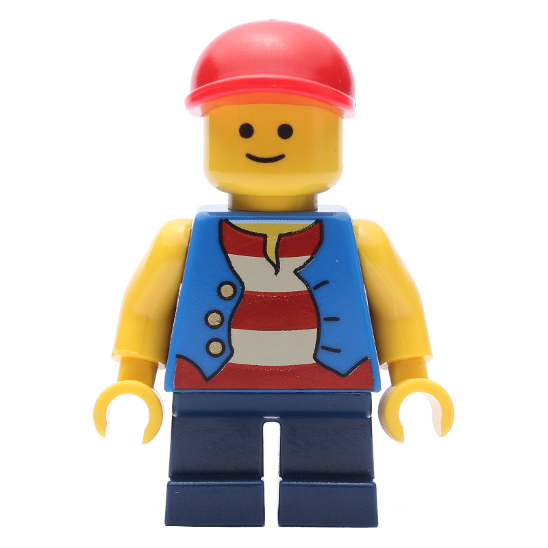 Lego Kid, Blue Torso, Dark Blue Legs, Red Cap