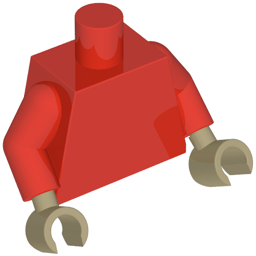 Lego Torso, Red Arms, Dark Tan Hands [Plain] / Red