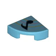 Tile Round 1 x 1 Quarter with Single Black Music Note, Blue Lines Print / Medium Azure