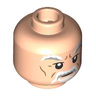 Lego Minifig Head Ki-Adi-Mundi, White/Light Bluish Grey Eyebrows, Beard, Nougat Lines on Back / Light Nougat