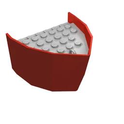 Boat Hull Section, Bow 6 x 8 x 3 1/3 with Light Gray Deck / Red