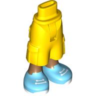 Lego Minidoll Hips and Cargo Pants with Nougat Legs, Medium Azure/White Shoes print [Thin Hinge] / Yellow