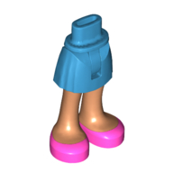 Lego Minidoll Hips and Short Skirt Dark Pink Shoes, Nougat Legs print [Thin Hinge] / Dark Azure