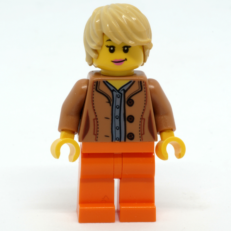 Lego Medium Nougat Torso, Bright Light Orange Legs, Tan Hair