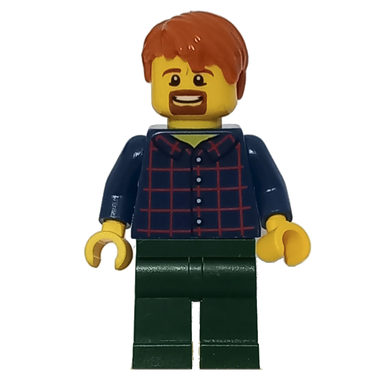 Lego Dark Blue Torso, Dark Green Legs, Dark Orange Hair