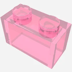 Brick 1 x 2 without Bottom Tube / Glitter Trans-Dark Pink