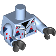 Lego Torso Short with Back Ridges, Pajamas with Volcano Print, Bright Light Blue Arms, Black Hands / Bright Light Blue