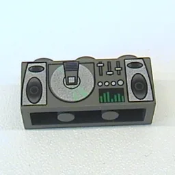 Brick 1 x 3 with Radio and CD Player Print / Dark Gray