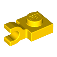 Lego Plate Special 1 x 1 with Clip Horizontal [Thick U Clip] / Yellow