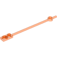 Lego Bar 1 x 12 with 1 x 2 Plate End with Hollow Studs and 1 x 1 Round Plate End / Trans-Neon Orange
