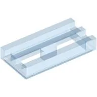 Tile Special 1 x 2 Grille with Bottom Groove / Trans-Medium Blue