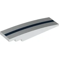 Brick Curved 8 x 2 No Studs with Dark Blue Line/Stripe Print / White