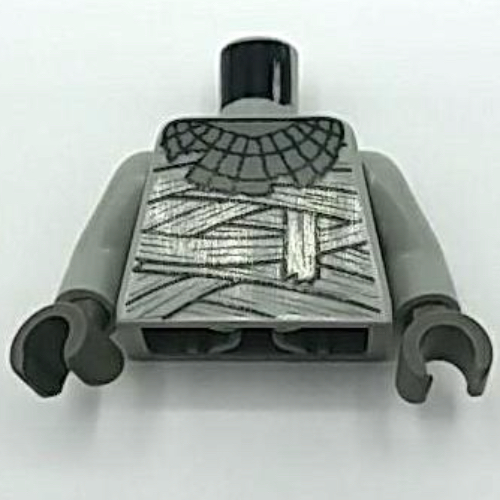 Lego Torso Bandage Wrapping and Necklace Print (Mummy), Light Gray Arms, Dark Gray Hands / Light Gray
