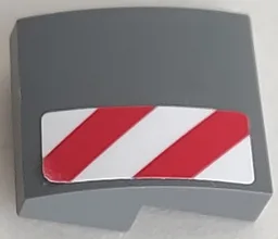 Slope, Curved 2 x 2 x 2/3 with Red and White Danger Stripes Pattern Model Right Side (Sticker) - Set 60073