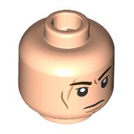 Lego Minifig Head Anakin Skywalker, Scar, Dark Brown Eyebrows, Neutral Stare, Angry Growl / Light Nougat
