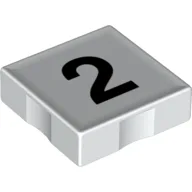 Duplo Tile 2 x 2 with Number '2' Print / White