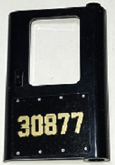 Lego Door 1 x 4 x 5 Train Right, Thick Support at Bottom with Gold '30877' and Rivets Pattern (Sticker) - Set 70424