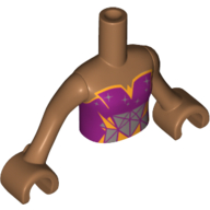 Lego Minidoll Torso Girl with Magenta Strapless Top with Orange Trim, Silver Stars and Silver and Orange Triangles Print, Medium Nougat Arms and Hands / Medium Nougat