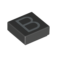 Lego Tile 1 x 1 with letter Capital B Print / Black