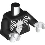 Lego Torso, White Spider print, Black Arms, White Hands / Black