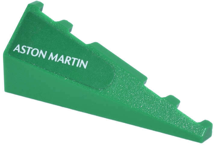 Lego Wedge 5 x 2 Left with White 'ASTON MARTIN' Logo Pattern (Sticker) - Set 77245