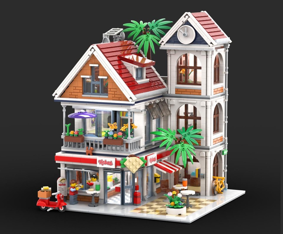 Lego Townhouse with Kebab Store (Döner Laden)