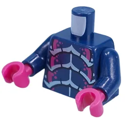 Torso, Silver/Magenta Alien Bug Chest, Scaled Back Print, Dark Blue Arms, Magenta Hands / Dark Blue