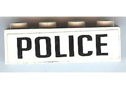 Brick 1 x 4 with Black 'POLICE' Pattern (Sticker) - Sets 6111 / 8135 / 8665