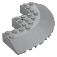 Brick Round Corner 10 x 10 with Slope 33° Edge, Axle Hole, Facet Cutout / Light Bluish Gray