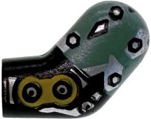 Lego Arm, Left with Silver Armor Plates and Bolts, Sand Green Panel and Yellow Buckle Pattern