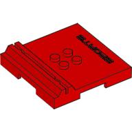 Lego Plate Special 6 x 6 x 2/3 with 4 Studs and Embossed 'SPORTS' / Red