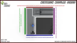NEXTBrick System Road Corner With Rail