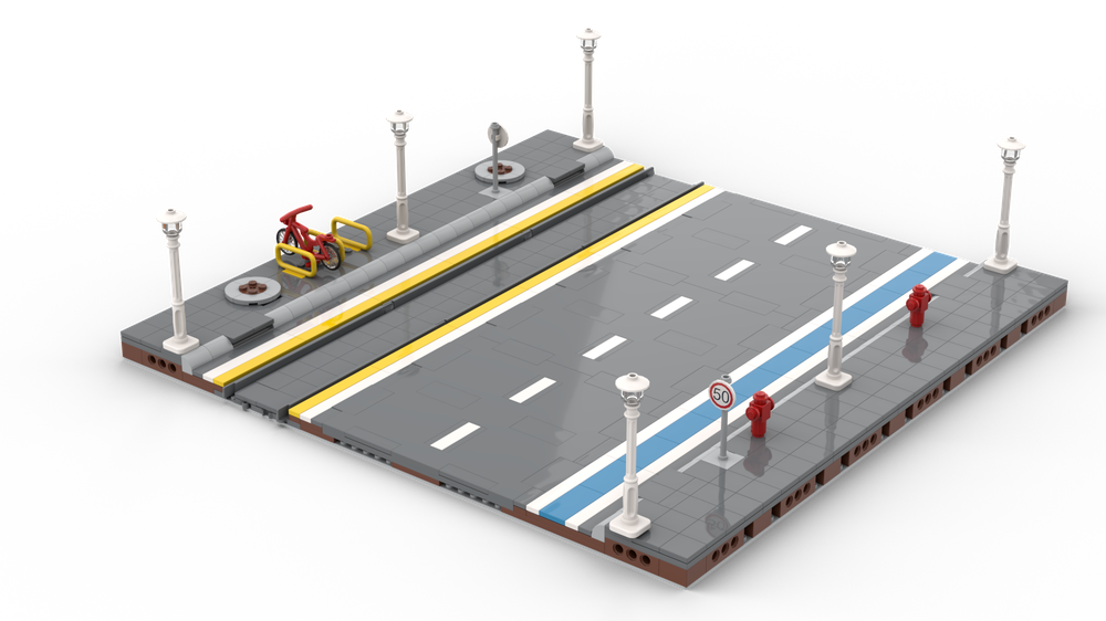 Lego Mils 48x48 Road Plate With Tram Rails