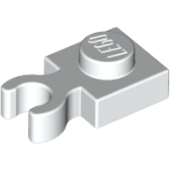 Lego Plate Special 1 x 1 with Clip Vertical [Thick Open O Clip] / White