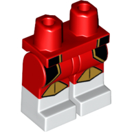 Lego Hips with Red Legs and White Boots Pattern with Black Side Stripes, Gold Knee Pads Print