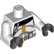 Lego Torso Armor Clone Trooper with Bright Light Orange Stripe Print, White Arms, Black Hands / White