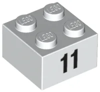 Brick 2 x 2 with Black "11" Print